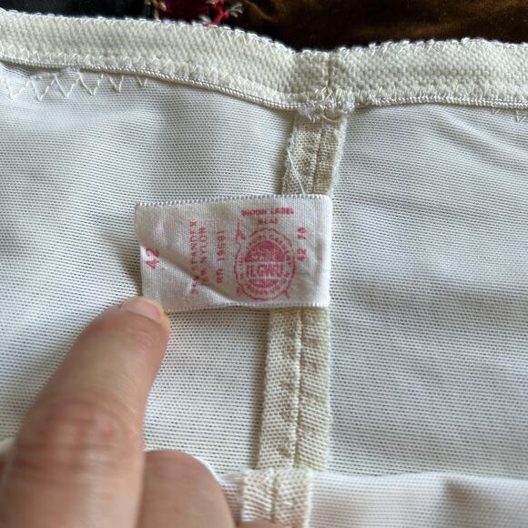 Vintage 50s High Waist Peek-a-Boo Mesh Girdle Skirt + Metal Garter Clips - Picture 6 of 6